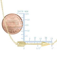 14k Gold Side Ways Arrow Necklace, 17" To 18" Adjustable