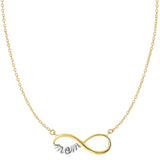 14k 2 Tone Gold Infinity Pendant With Script Mom Necklace, 18"