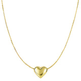 10K Yellow Gold Puffed Heart Pendant Necklace, 18"