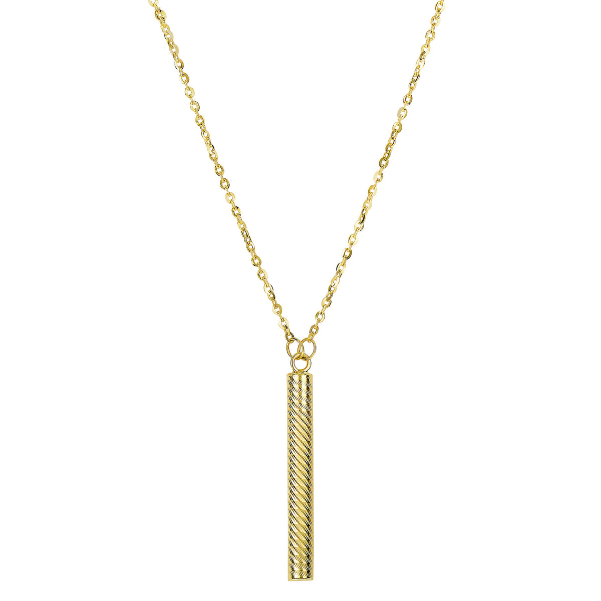 14k gul guld tekstureret hængende bar vedhæng halskæde, 18" fine designer smykker til mænd og kvinder