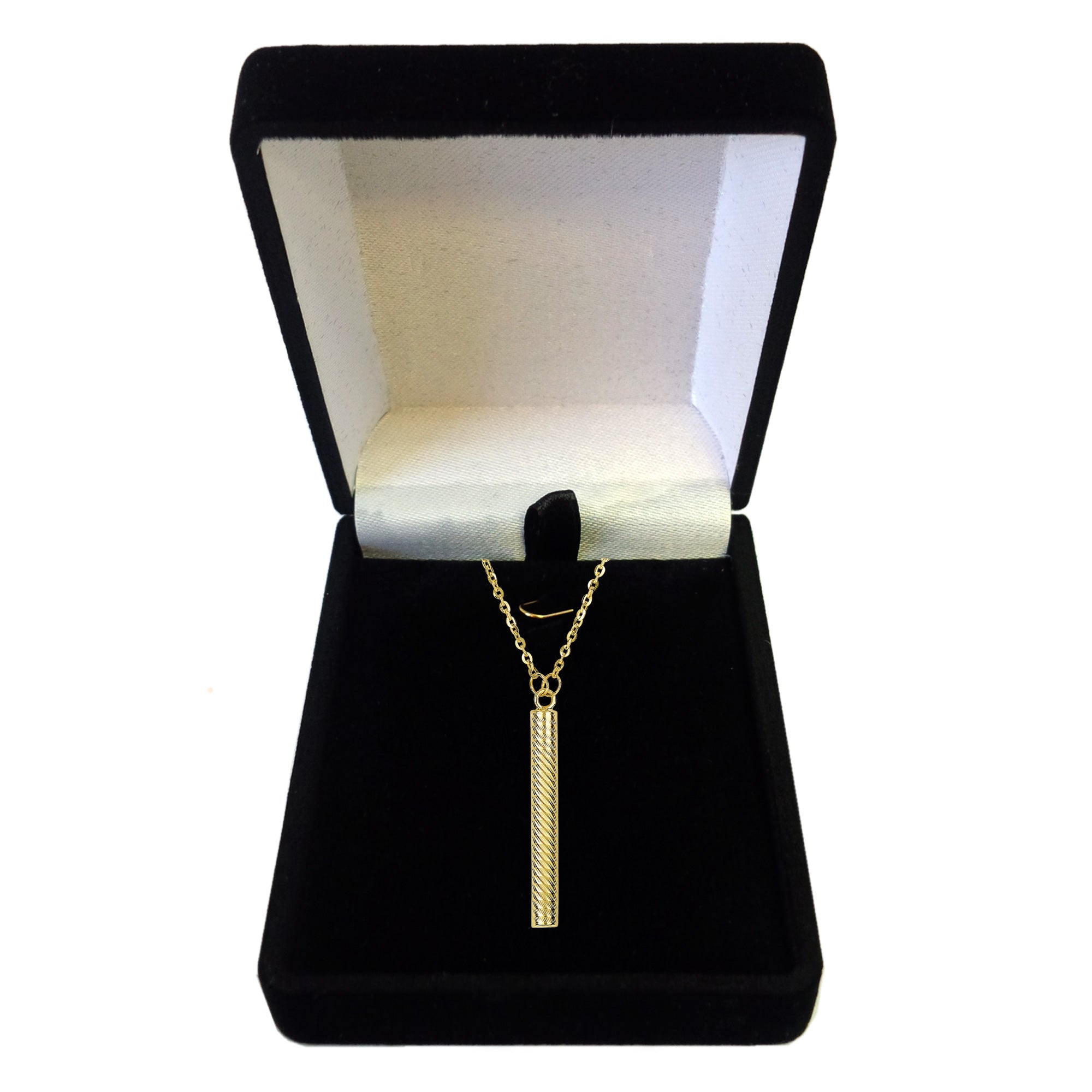 14k Yellow Gold Textured Hanging Bar Pendant Necklace, 18" fine designer jewelry for men and women