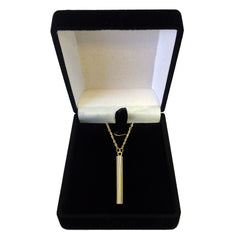 14k Yellow Gold Textured Hanging Bar Pendant Necklace, 18" fine designer jewelry for men and women