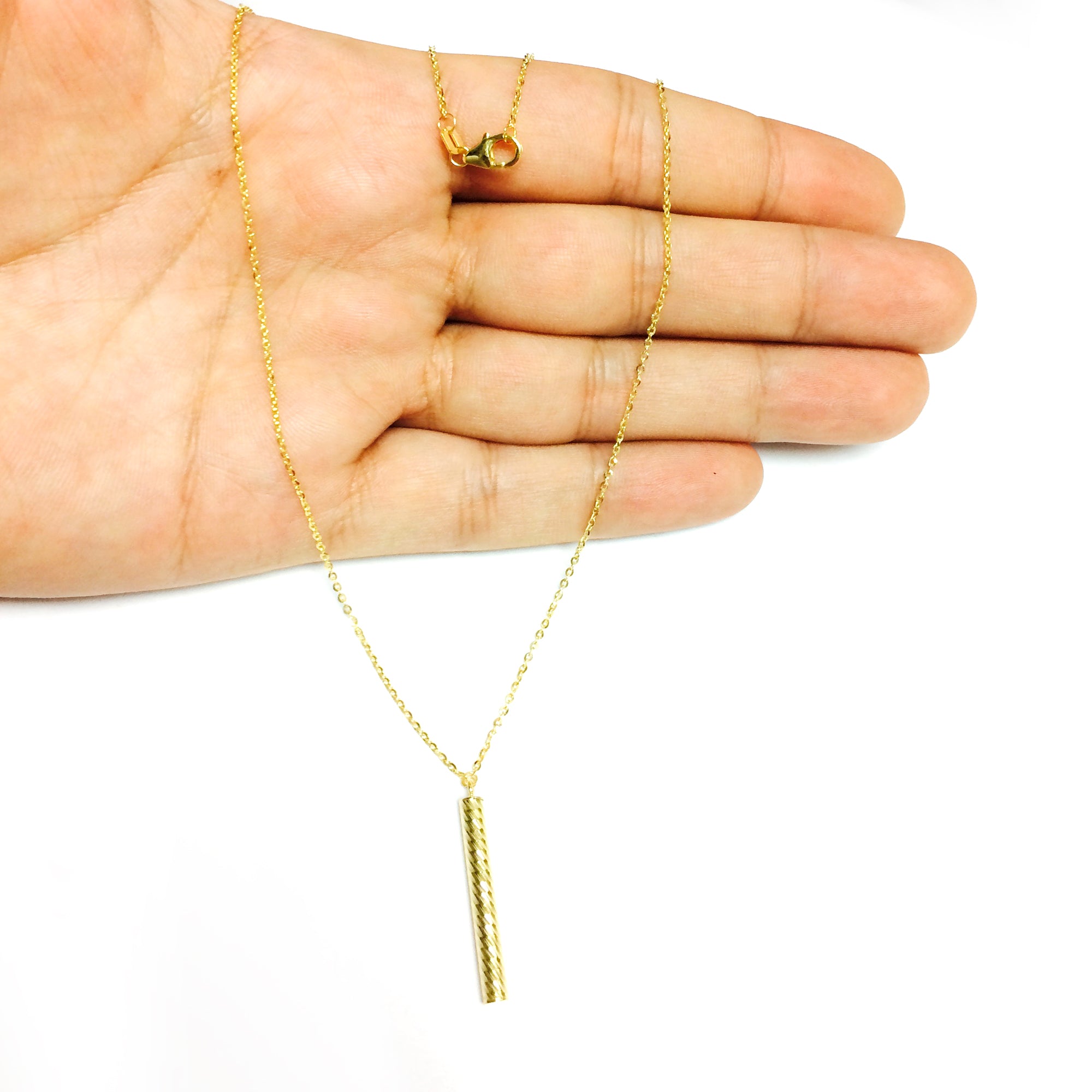 14k gult guld texturerat hängande hängande halsband, 18" fina designersmycken för män och kvinnor