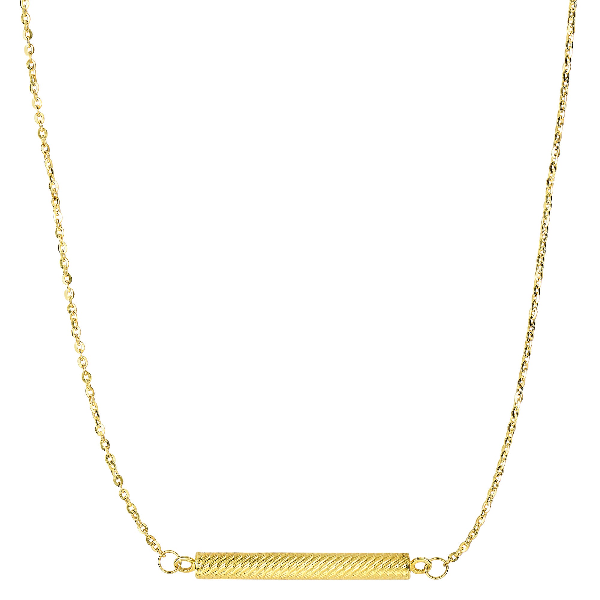 14k gul guld cylinderstang sidelæns vedhæng halskæde, 18" fine designer smykker til mænd og kvinder
