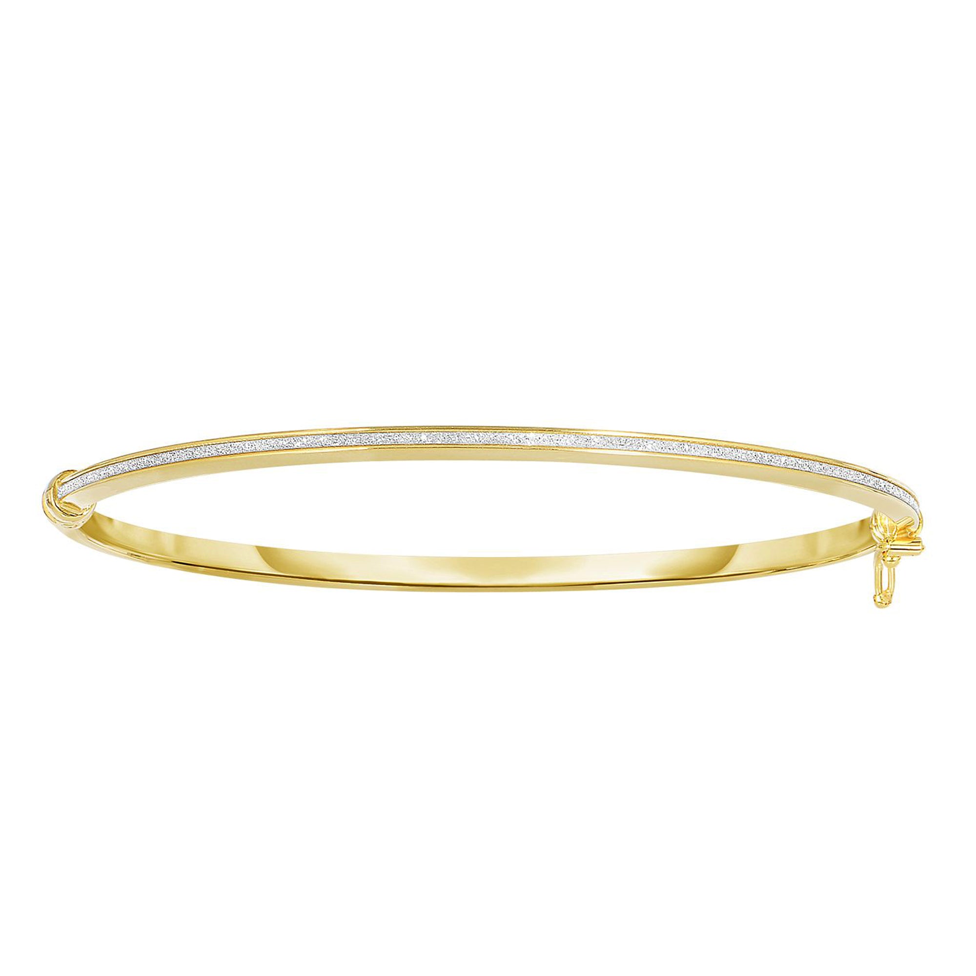 14 k gult gull skinnende oval form hvit glitter armbånd, 7,25" fine designersmykker for menn og kvinner