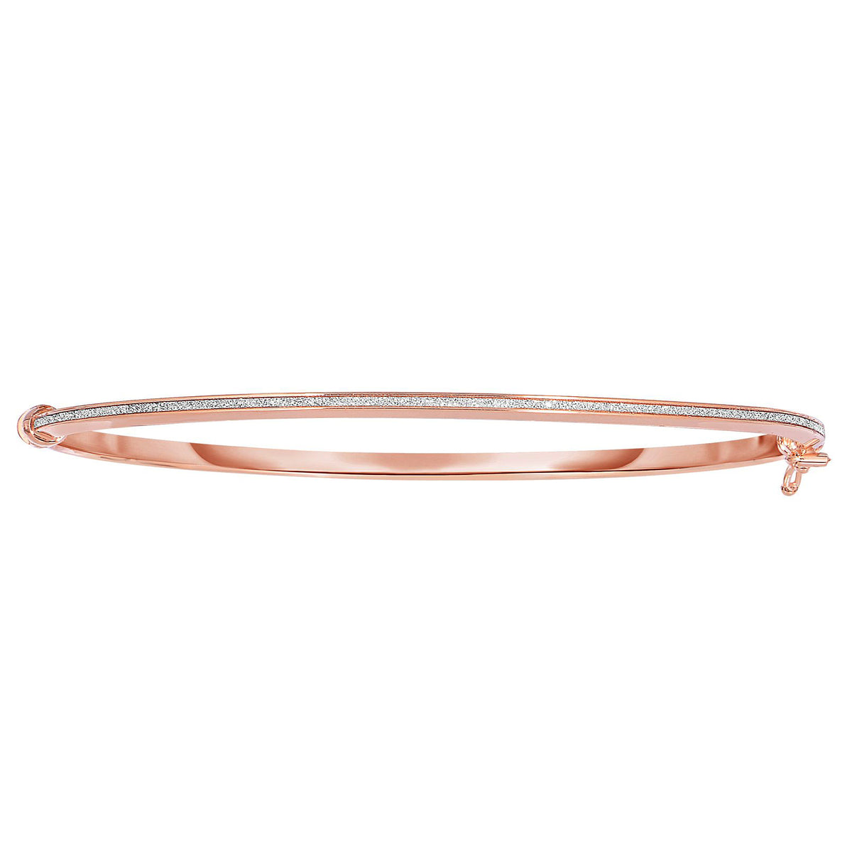 14 karat rosa guld skinnende oval form hvid glitter armbånd armbånd, 7,25" fine designer smykker til mænd og kvinder