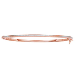 14 karat rosa guld skinnende oval form hvid glitter armbånd armbånd, 7,25" fine designer smykker til mænd og kvinder