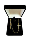 14k Gold Sideways Cross Pendant Necklace, 18"