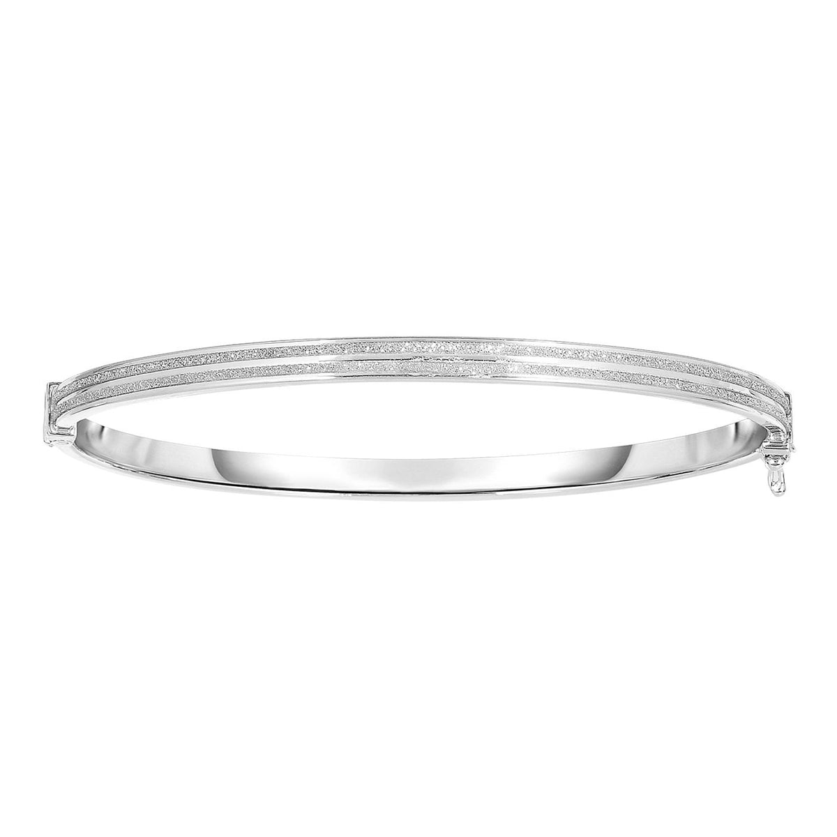 14 k hvidguld poleret oval form hvid glitter armbånd, 7,25" fine designer smykker til mænd og kvinder
