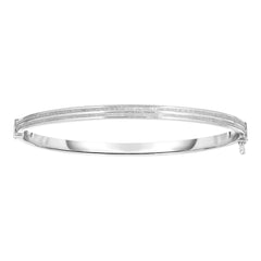 14 k hvidguld poleret oval form hvid glitter armbånd, 7,25" fine designer smykker til mænd og kvinder