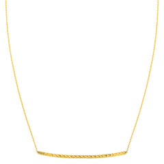 14K gul guld sidelæns buet stangvedhæng halskæde, 17" fine designersmykker til mænd og kvinder