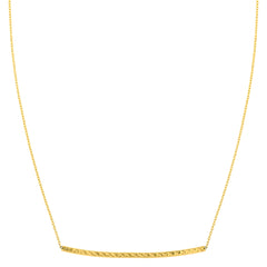 Collar con colgante de barra curvada lateral de oro amarillo de 14 quilates, joyería fina de diseño de 17" para hombres y mujeres