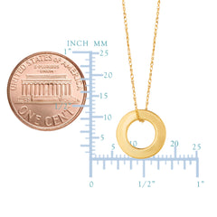 14k Yellow Gold Circle Shaped Pendant Necklace, 18"