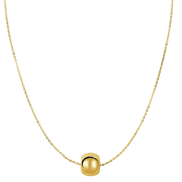 14k Yellow Gold Shiny 8mm Round Bead Charm Necklace, 18"
