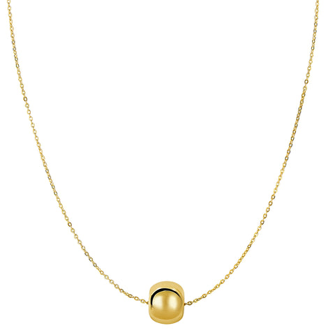 14k Yellow Gold Shiny 8mm Round Bead Charm Necklace, 18"