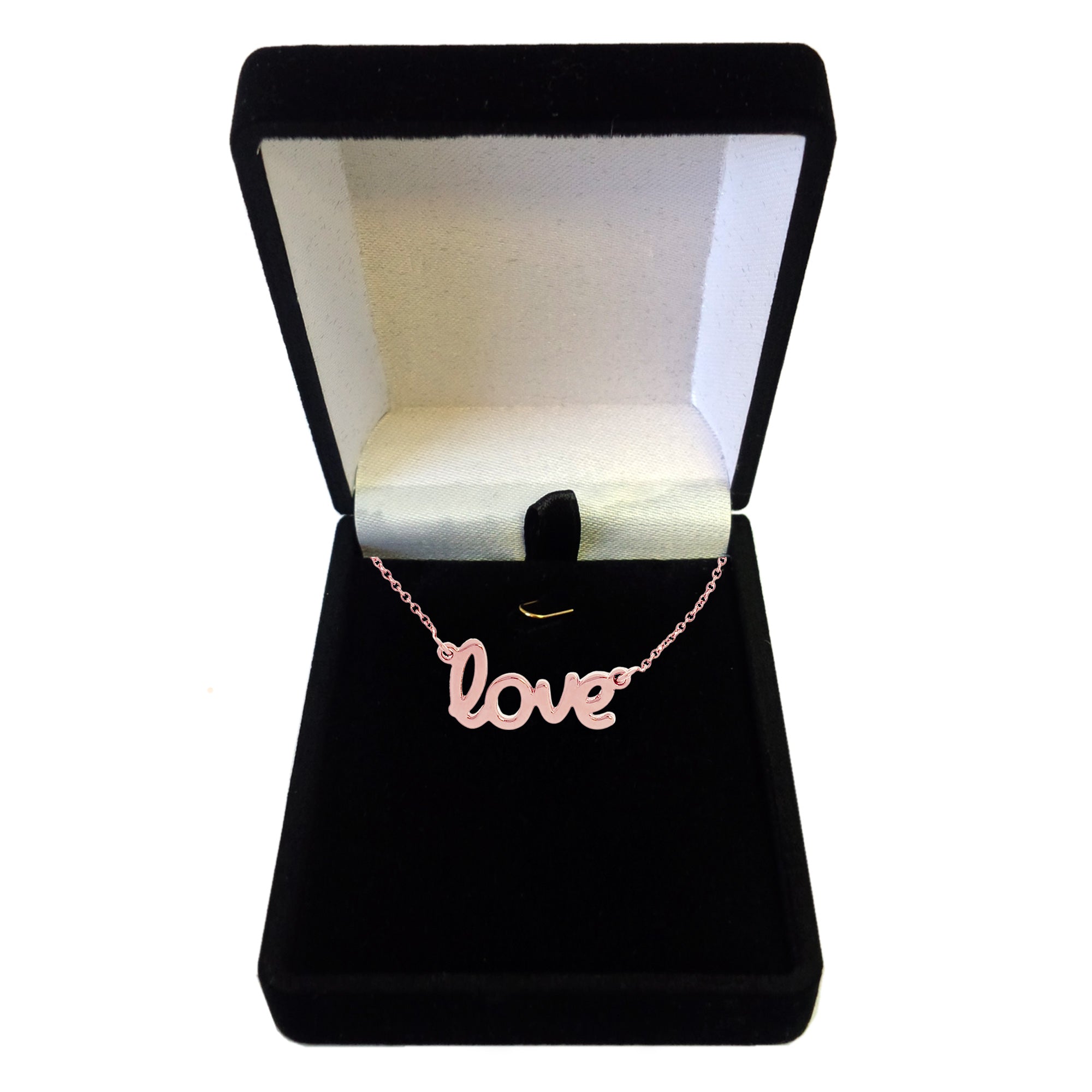 Collier pendentif Love Script en or 14 carats, bijoux de créateurs fins de 18 pouces pour hommes et femmes