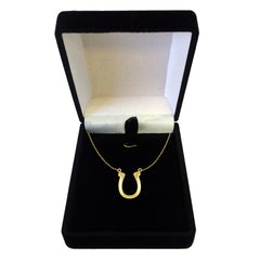 Collier pendentif en forme de chaussure de cheval porte-bonheur brillant en or jaune 14 carats, bijoux de créateur raffinés de 18 pouces pour hommes et femmes