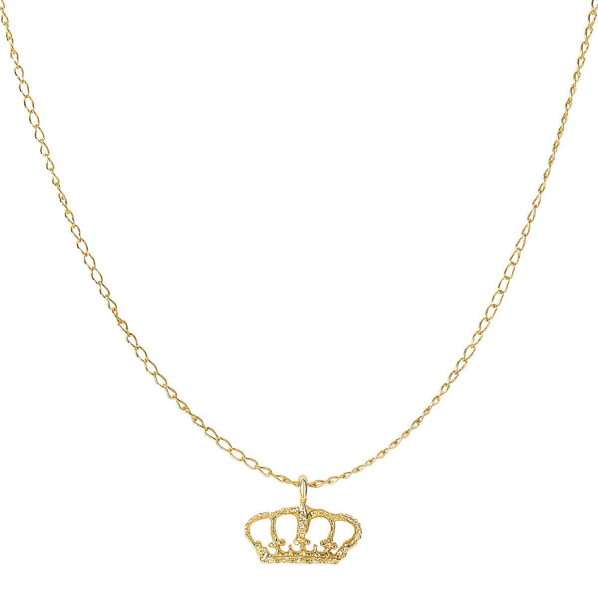 14k Yellow Gold Shiny Crown Pendant Necklace, 18"