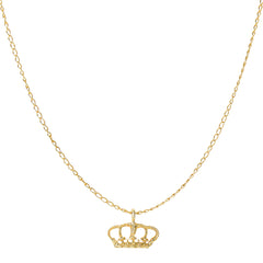 14k Yellow Gold Shiny Crown Pendant Necklace, 18" fine designer jewelry for men and women