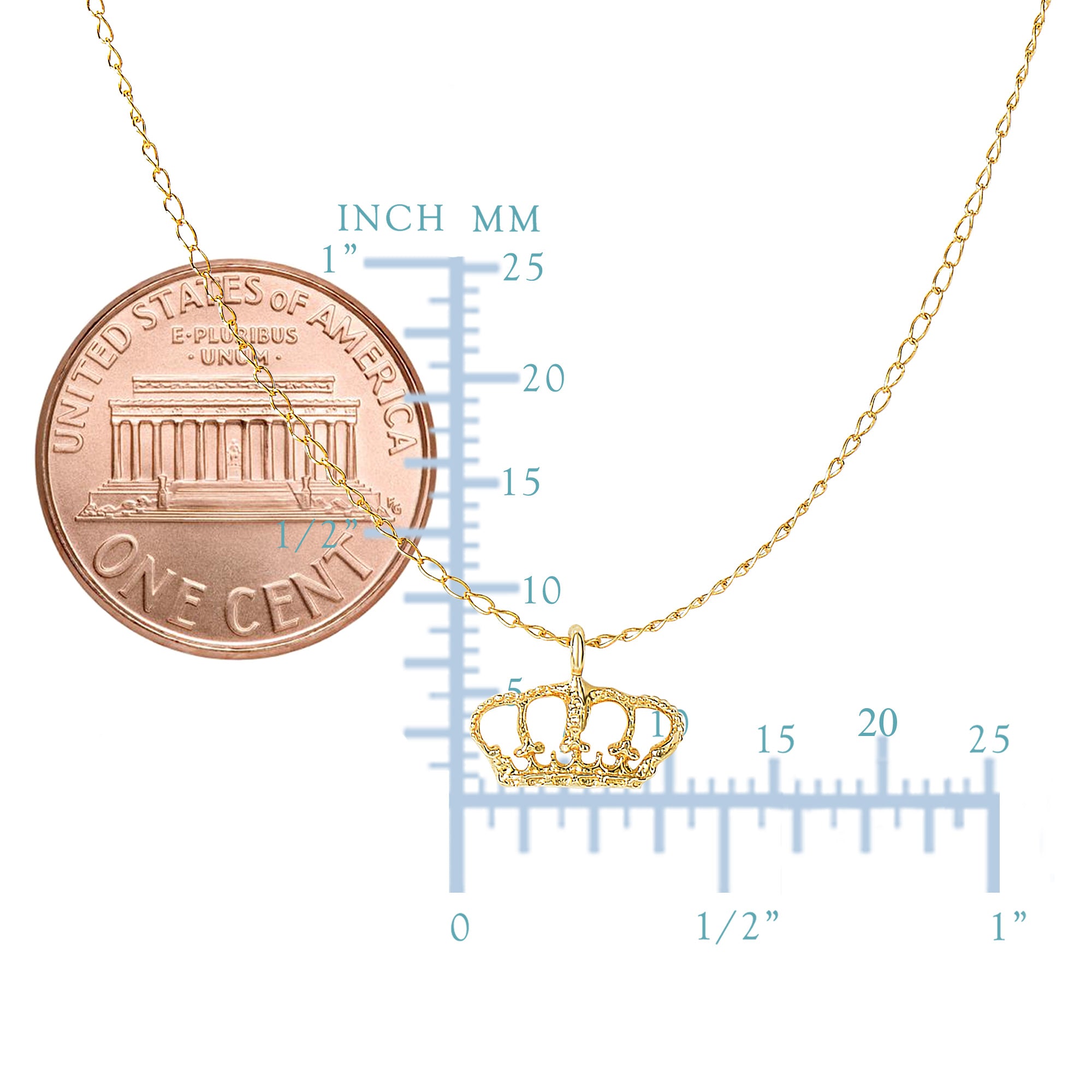 14 k gul guld skinnende krone vedhæng halskæde, 18" fine designer smykker til mænd og kvinder