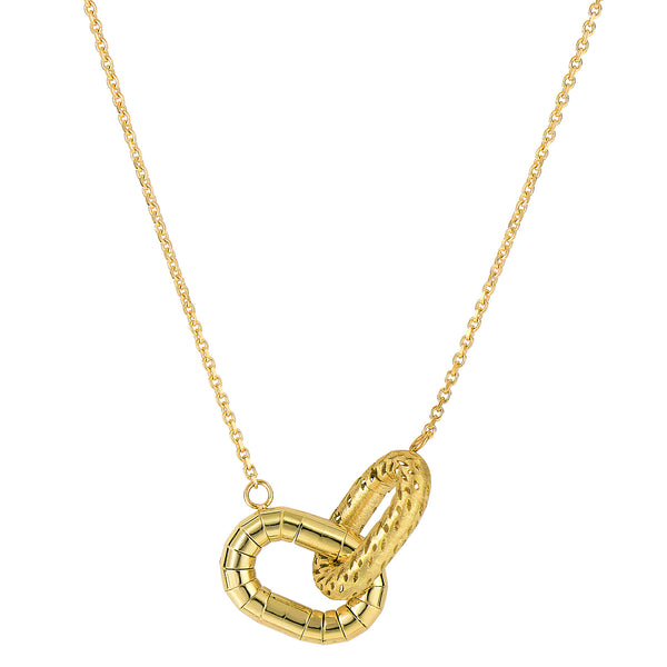 14k Yellow Gold Interconnected Oval Charms Necklace, 18"