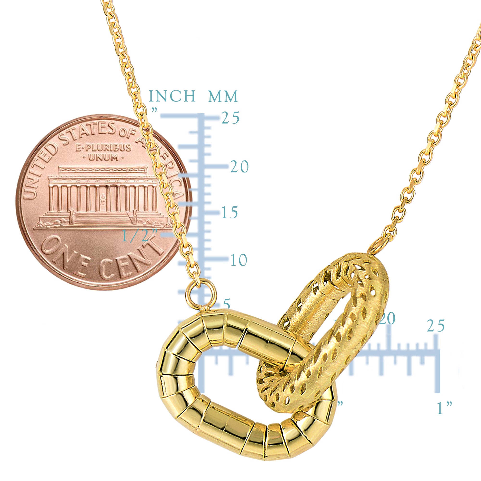 14 karat gul guld sammenkoblede ovale charms halskæde, 18" fine designer smykker til mænd og kvinder