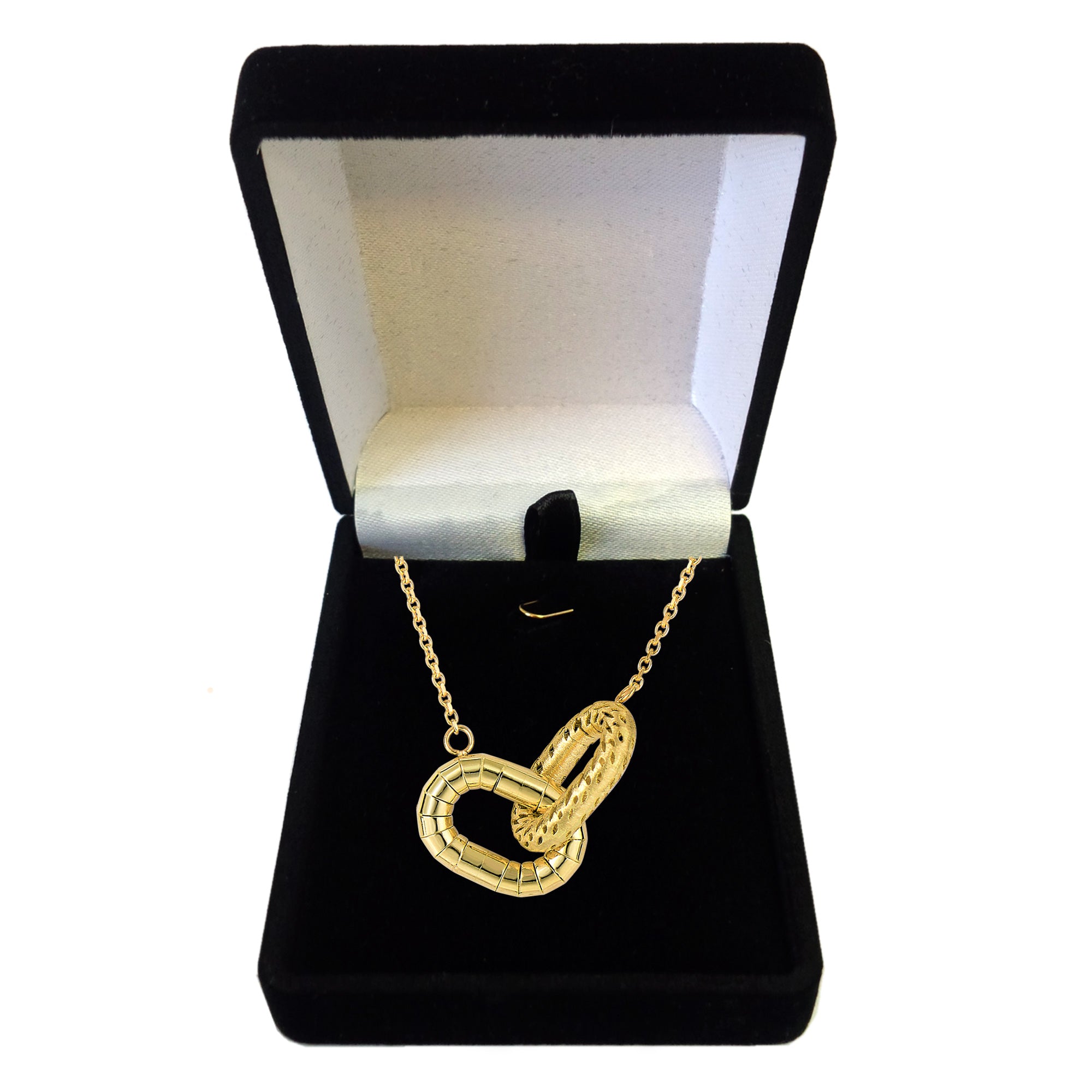 14k Yellow Gold Interconnected Oval Charms Necklace, 18"