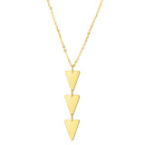 14k Yellow Gold Three Hanging Triangle Pendant Necklace, 18"