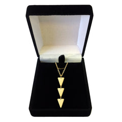 Collier pendentif à trois triangles suspendus en or jaune 14 carats, bijoux de créateurs fins de 18 pouces pour hommes et femmes