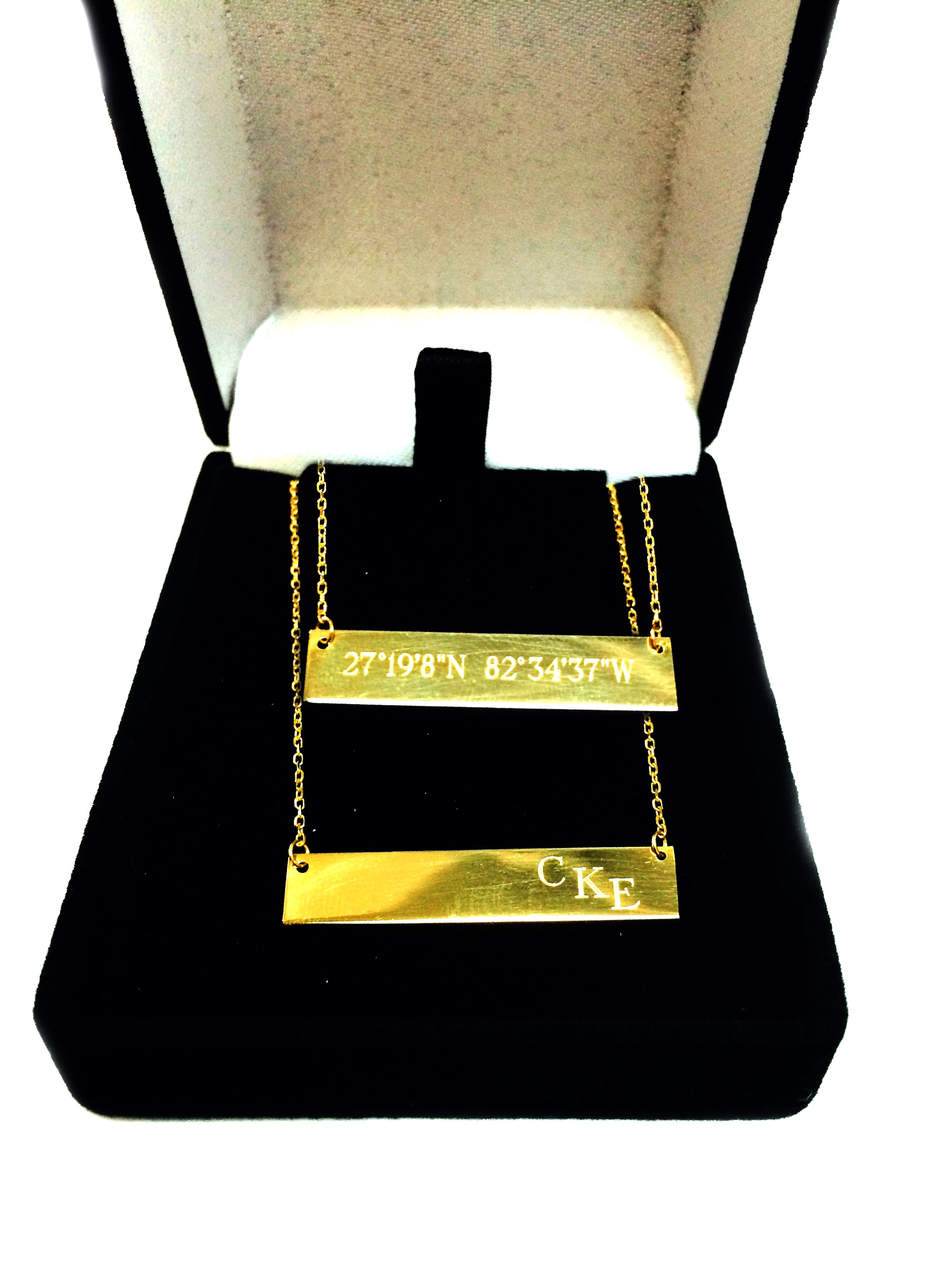 Collar con colgante de barra grabable de oro de 14 quilates, joyería fina de diseño de 18" para hombres y mujeres