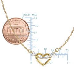 14K Two Tone Gold Arrow Through Open Heart Pendant halskæde, 18" fine designer smykker til mænd og kvinder