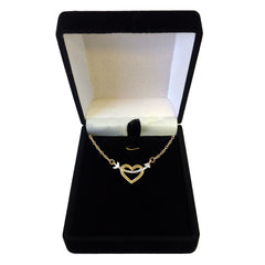 14K Two Tone Gold Arrow Through Open Heart Pendant halskæde, 18" fine designer smykker til mænd og kvinder