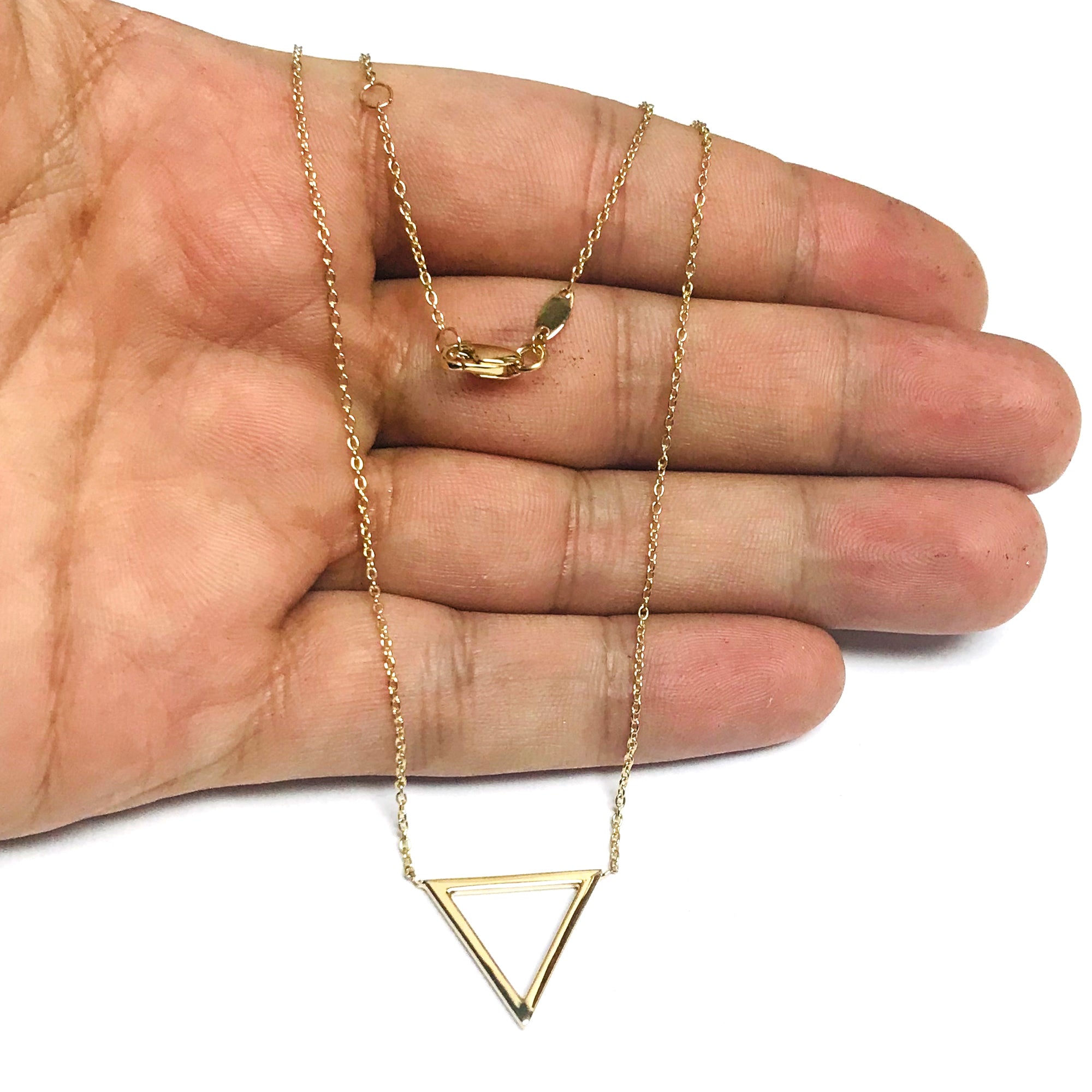 Collier pendentif triangle triangle en or jaune 14 carats, bijoux de créateur raffinés de 18 pouces pour hommes et femmes