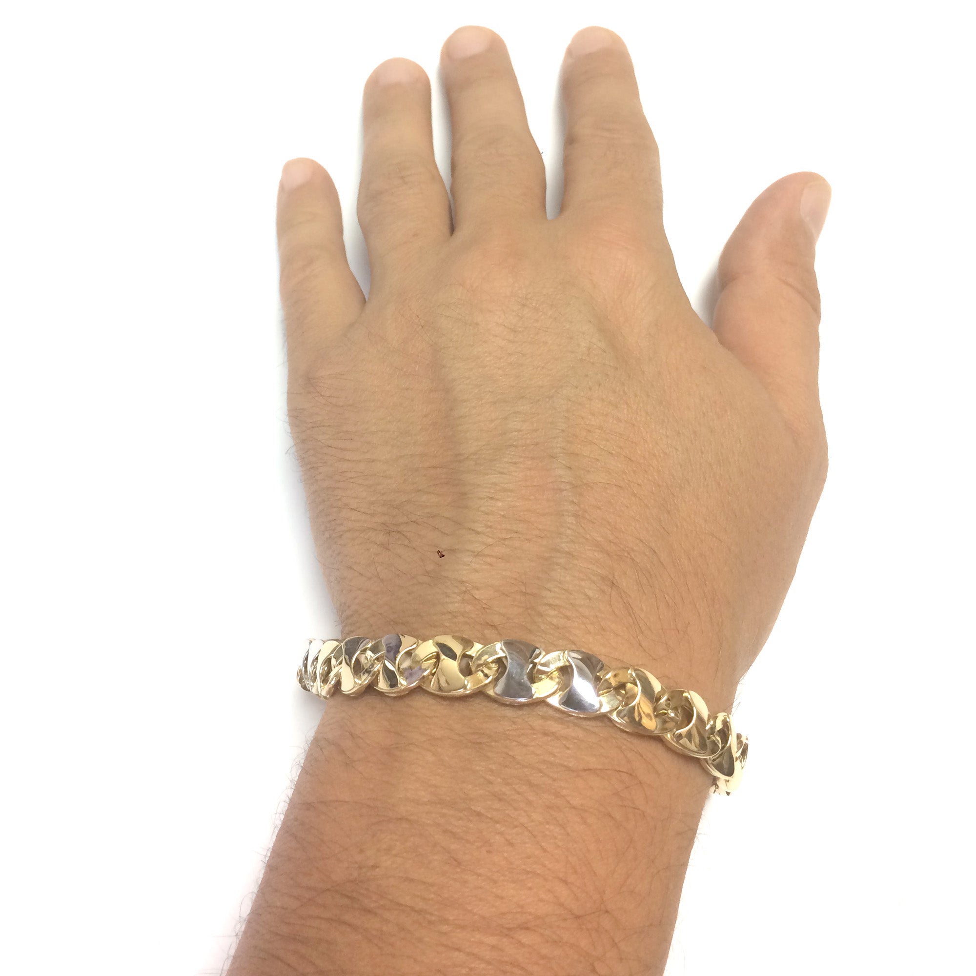 Bracciale da uomo Mariner Link in oro giallo e bianco 14k, gioielli di alta moda da 8,5" per uomini e donne