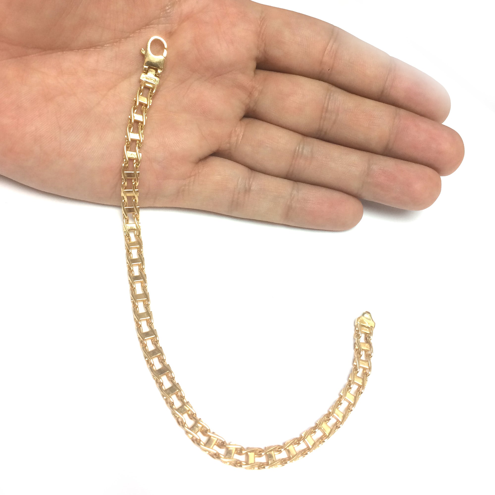 14k Yellow Gold Railroad Link Mens Bracelet 8.5 JewelryAffairs