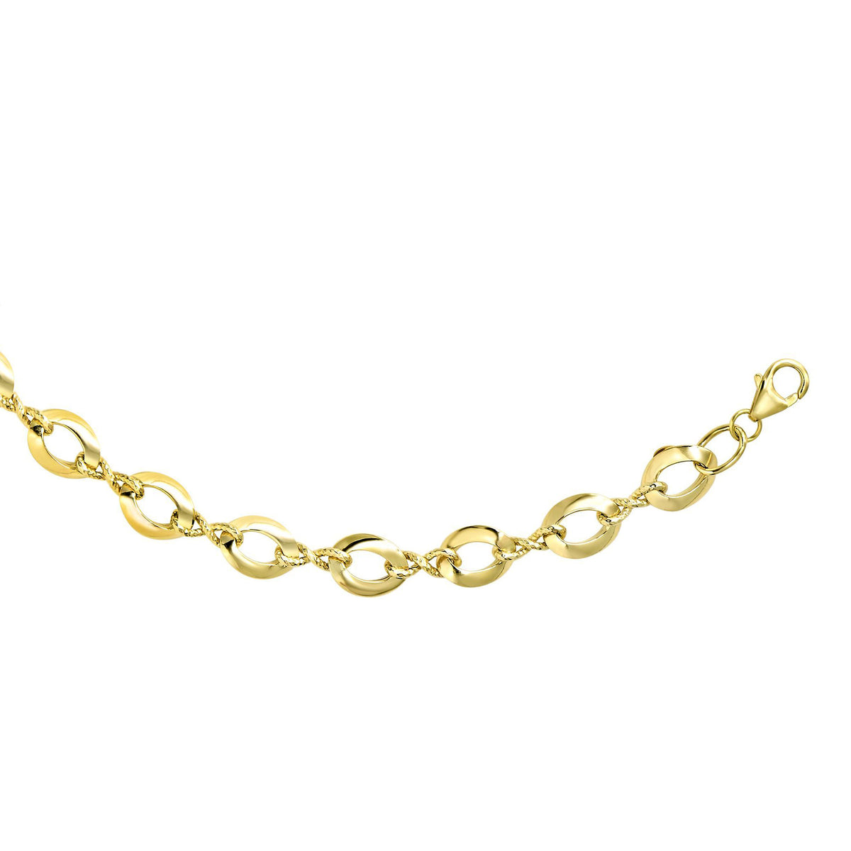 14k gult guld diamantslipat Infinity Link Damhalsband, 18" fina designersmycken för män och kvinnor