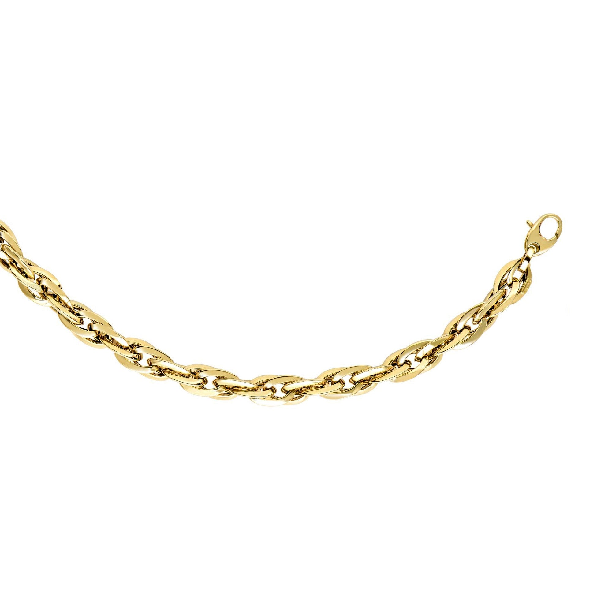 14k gul guld dobbelt oval kædekæde til kvinder, 18" fine designersmykker til mænd og kvinder
