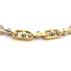 14k Yellow And White Gold Oval Link Mens Fancy Bracelet, 8.25" fine designer jewelry for men and women