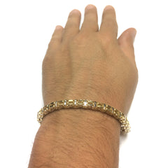 Bracelet fantaisie pour hommes en or jaune et blanc 14 carats, bijoux de créateur fins de 8,5 pouces pour hommes et femmes
