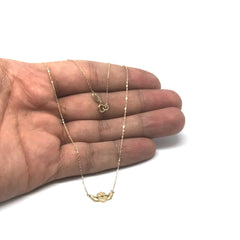 14k gul guld poleret Claddagh Center Charm On Chain halskæde, 17" fine designer smykker til mænd og kvinder