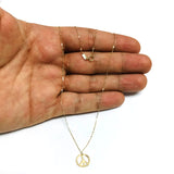 14k Yellow Gold Polished Peace Symbol Charm Link Chain Necklace, 17"