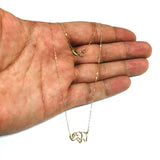14k Yellow Gold Polished Elephant Silhouette Pendant Oval Cable Chain Necklace, 17"