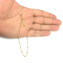 Bracciale regolabile dell'amicizia Bolo con perline rotonde multicolori con taglio a diamante in oro 14 carati, gioielli di design da 9,25" per uomini e donne