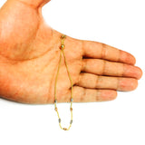 Diamond Cut Multi Color Oval Bead Station Bolo Friendship Adjustable Bracelet In 14K Gold, 9.25"