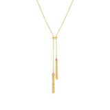 14k Yellow And Rose Gold Double Tassel Necklace, 18"