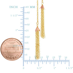 14k Yellow And Rose Gold Double Tassel Necklace, 18"