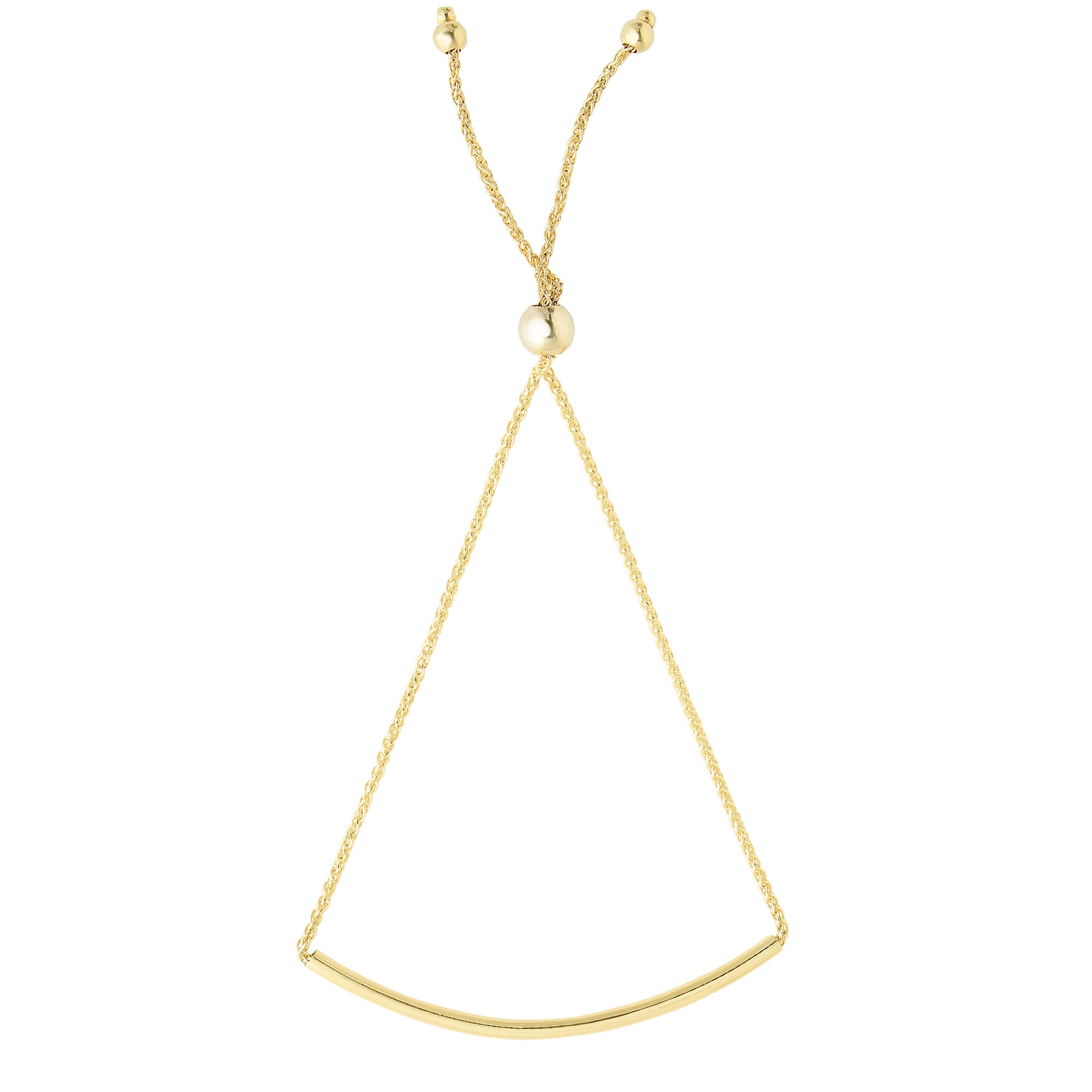 14K gult gull Curve Bar Diamond Cut Wheat Chain Justerbart armbånd med justerbar kulelås, 9,25" fine designersmykker for menn og kvinner