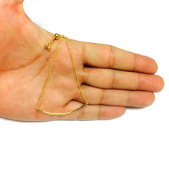 14K Yellow Gold Curve Bar Diamond Cut Wheat Chain Adjustable Bracelet With Adjustable Ball Clasp, 9.25"