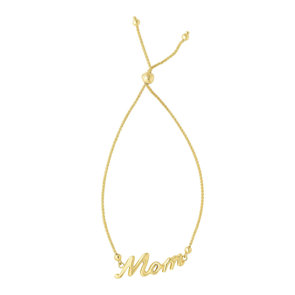 14 k gult guld justerbart mamma charm Bolo armband, 9,25" fina designersmycken för män och kvinnor