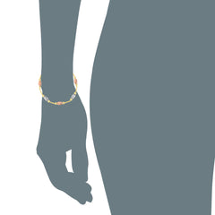 Tricolor Diamond Cut Oval Bead Stations Bolo Friendship Bracelet réglable en or 14 carats, 9,25" bijoux de créateurs fins pour hommes et femmes